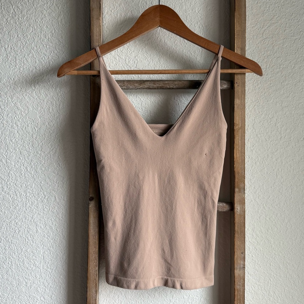 Free People Intimately Free V-Neck Nude Seamless Top Sz: XS/S